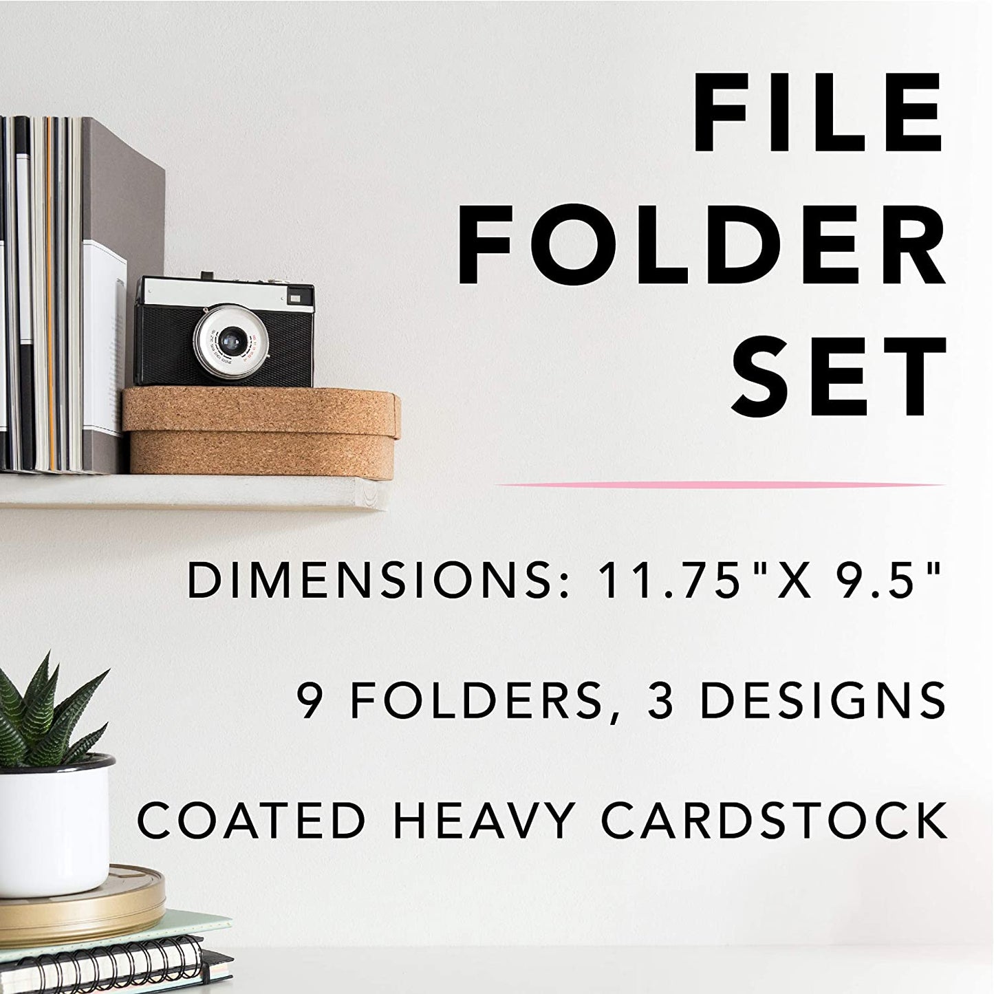 "Snoopy" File Folder Set – File Set Includes 9 Folders and 3 Unique Go-Getter Designs, Embellished W/Gold Foil on Durable Triple-Scored Coated Cardstock