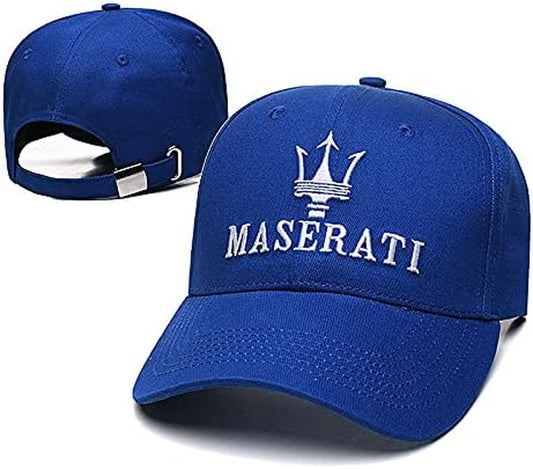 , Fit Maserati Hat Car Logo Embroidered Men Women Adjustable Baseball Cap for Maserati Accessories (Light Blue)
